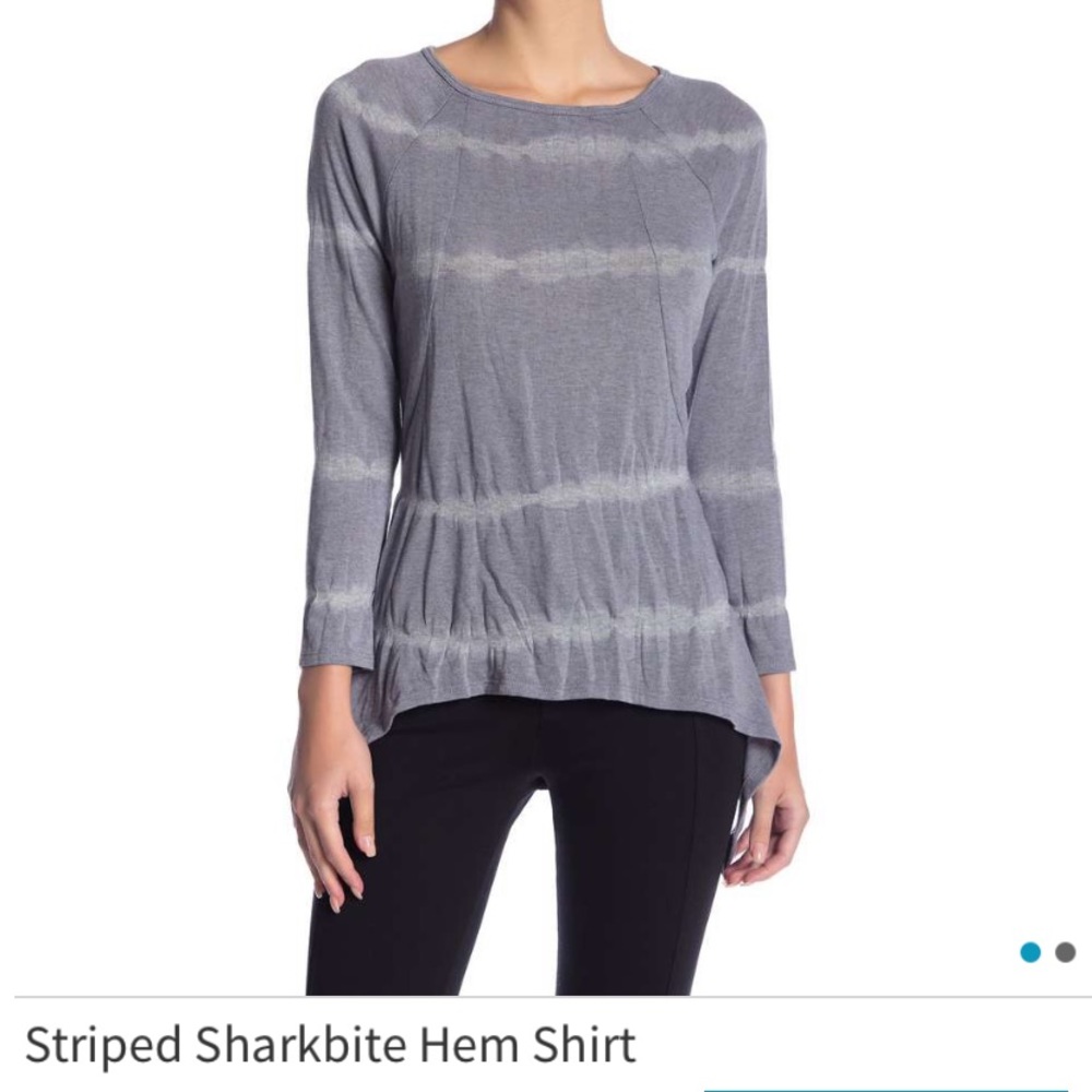 Go Couture striped shark bite hem top